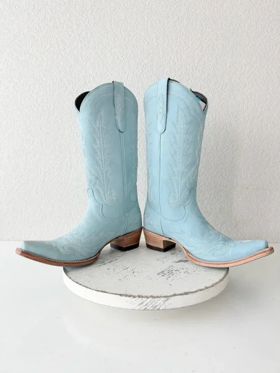 Lane LEXINGTON Cowboy Boots Powder Blue Western Cowgirl Mid Calf Tall Size 8 - Picture 8 of 11